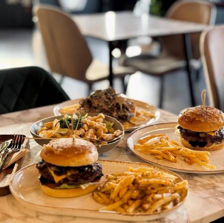 Gourmet Burgers served at Papillon café and restaurant Birmingham